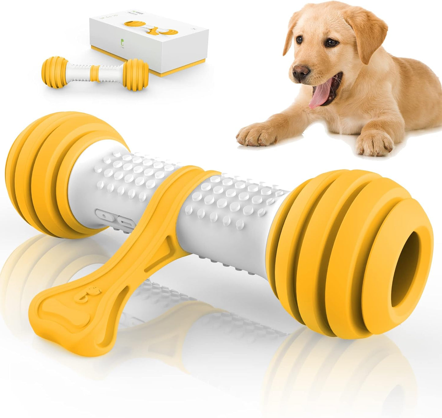 Interactive Dog Toys, Motion Activated Electronic Dog Toy Interactive Dog Bone Toys for Medium Large Dogs, USB Rechargeable Automatic Dog Toy for Boredom and Stimulating (Yellow)